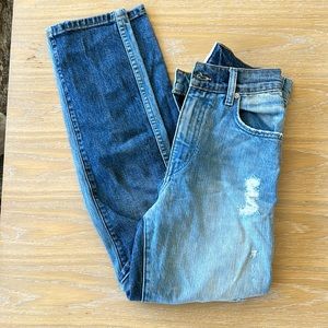 Revive Denim two tone, high rise straight jeans in size 24